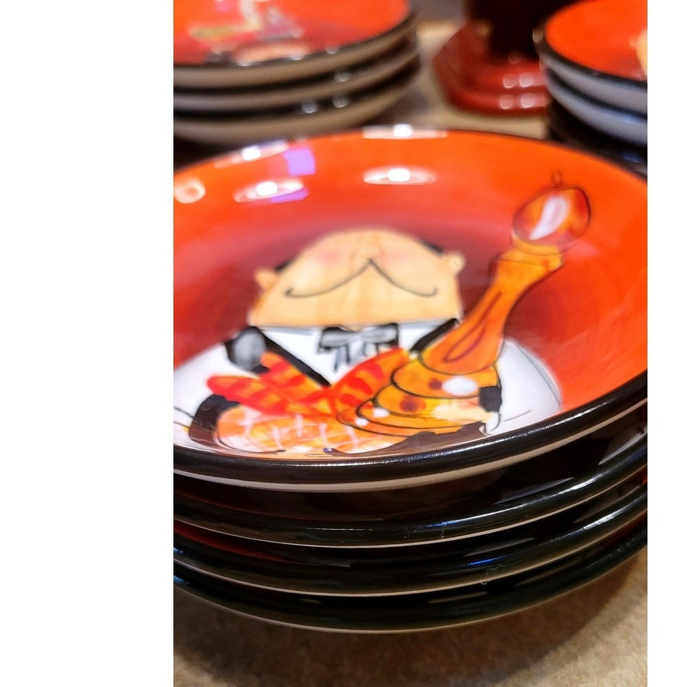 Set 4 Certified International Tracy Flickinger Individual Dip Dish Orange Black - Picture 2 of 5